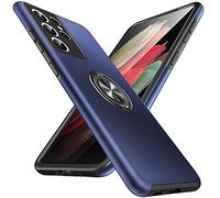Anqrp Hidden Ring Serie Galaxy S21 Ultra 5G Case, [Embedded Kickstand][Military Shockproof] Rotate Magnetic Ring Stand Heavy Duty Multi-Layer Protective Cover for Samsung Galaxy S21 Ultra, Navy Blue