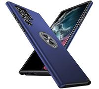 Anqrp Hidden Ring Serie Galaxy S22 Ultra 5G Case, [Embedded Kickstand] [Military Shockproof] Case with Rotatable Stand Metal Plate Multi-Layer Protective Cover for Samsung Galaxy S22 Ultra, Navy Blue