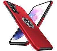 Anqrp Hidden Series Case for Galaxy S21 5G, [Embedded Kickstand][Military Shockproof] Rotate Magnetic Ring Stand Heavy Duty Multi-Layer Protective Cover for Samsung Galaxy S21 6.2", Red