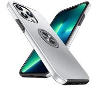 Anqrp Hidden Series Case for iPhone 13 Pro, [Embedded Kickstand] [Military Shockproof] Case with Rotatable Ring Stand Metal Plate Multi-Layer Protective Cover for iPhone 13 Pro (6.1"), Sliver Silver