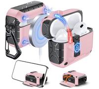 Anqrp MagArmor Auto-Open for AirPods Pro 2nd/1st Gen Case with Built-in Magnets, [One-Press Auto-Open] [Compatible with Mag-Safe Charging], Full-Body MIL-Grade Protective with Air-AL Carabiner Pink