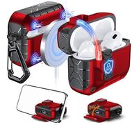 Anqrp MagArmor Auto-Open for AirPods Pro 2nd/1st Gen Case with Built-in Magnets, [One-Press Auto-Open] [Compatible with Mag-Safe Charging], Full-Body MIL-Grade Protective with Air-AL Carabiner Red