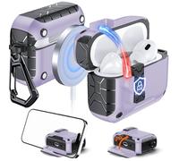 Anqrp MagArmor Auto-Open for AirPods Pro 3rd Gen Case with Built-in Magnets, [One-Press Auto-Open] [Compatible with Mag-Safe Charging], Full-Body MIL-Grade Protective with Air-AL Carabiner Purple