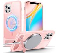 Anqrp Magnetic Case for iPhone 12/12 Pro, Innovative Invisible Stand, [Compatible with Mag-Safe], Military Drop Shockproof Translucent Matte Phone Case Cover for iPhone 12/12 Pro 6.1" Pink