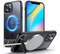 Anqrp Magnetic Case for iPhone 12/12 Pro, Innovative Invisible Stand, [Compatible with Mag-Safe], Military Drop Shockproof Translucent Matte Phone Case Cover for iPhone 12/12 Pro 6.1" Black