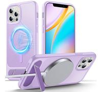 Anqrp Magnetic Case for iPhone 12/12 Pro, Innovative Invisible Stand, [Compatible with Mag-Safe], Military Drop Shockproof Translucent Matte Phone Case Cover for iPhone 12/12 Pro 6.1" Purple