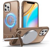 Anqrp Magnetic Case for iPhone 12/12 Pro, Innovative Invisible Stand, [Compatible with Mag-Safe], Military Drop Shockproof Translucent Matte Phone Case Cover for iPhone 12/12 Pro 6.1" Brown