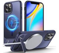 Anqrp Magnetic Case for iPhone 12/12 Pro, Innovative Invisible Stand, [Compatible with Mag-Safe], Military Drop Shockproof Translucent Matte Phone Case Cover for iPhone 12/12 Pro 6.1" Navy Blue