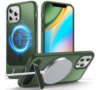 Anqrp Magnetic Case for iPhone 12/12 Pro, Innovative Invisible Stand, [Compatible with Mag-Safe], Military Drop Shockproof Translucent Matte Phone Case Cover for iPhone 12/12 Pro 6.1" Green