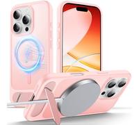 Anqrp Magnetic Case for iPhone 16 Pro, Innovative Invisible Stand, [Compatible with Mag-Safe], Military Drop Shockproof Translucent Matte Phone Case Cover for iPhone 16 Pro 6.3" Pink
