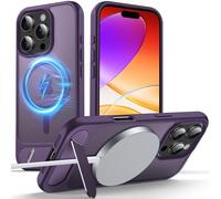 Anqrp Magnetic Case for iPhone 16 Pro, Innovative Invisible Stand, [Compatible with Mag-Safe], Military Drop Shockproof Translucent Matte Phone Case Cover for iPhone 16 Pro 6.3" Dark Purple