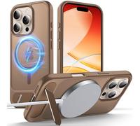 Anqrp Magnetic Case for iPhone 16 Pro, Innovative Invisible Stand, [Compatible with Mag-Safe], Military Drop Shockproof Translucent Matte Phone Case Cover for iPhone 16 Pro 6.3" Brown