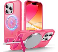 Anqrp Magnetic Case for iPhone 16 Pro, Innovative Invisible Stand, [Compatible with Mag-Safe], Military Drop Shockproof Translucent Matte Phone Case Cover for iPhone 16 Pro 6.3" Hot Pink