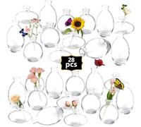 Anquephd Mini Bud Vases As Wedding Centerpieces for Tables,Clear Bud Vases for Flowers,Small Flower Vases Suitable for Birthday Party,Anniversary,Wedding Reception,Baby Shower (Clear, 28PCS)