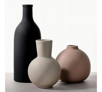 Anquephd Multicolor Ceramic Vase Set of 3 - Modern Pottery Vases for Home Decor, Farmhouse Style Flower Vases in Black, Gray & Beige (Small, Medium, Large) - Perfect for Pampas Grass, Dried Flowers