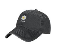Anragon Daisy Hat Adjustable Vintage Washed Cotton Baseball Cap Christian Gifts, Black, One size