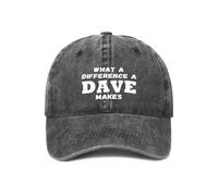 Anragon What A Differences A Dave Makes Hat Baseball Cap Hats for Men Adjustable Hat, Carbon, One size