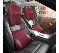 ANram Car Headrest Lumbar Support Cushion For Ford Ranger T9 XL XLT 2023 2024 2025,use memory foam to effectively relieve neck and back pain Interior Accessories,D-Red A pair