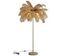 ANram Floor lamp with G4-LED Bulb,Ostrich Feather Lamp with 48 Feathers Lampshade Gold Standing LampSuitable for Living Rooms Girl Bedroom Tall Corner Reading lamp