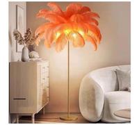 ANram Floor lamp with G4-LED Bulb,Ostrich Feather Lamp with 48 Feathers Lampshade Gold Standing LampSuitable for Living Rooms Girl Bedroom Tall Corner Reading lamp