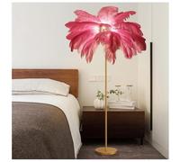 ANram Floor lamp with G4-LED Bulb,Ostrich Feather Lamp with 48 Feathers Lampshade Gold Standing LampSuitable for Living Rooms Girl Bedroom Tall Corner Reading lamp