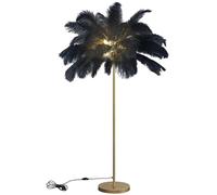 ANram Floor lamp with G4-LED Bulb,Ostrich Feather Lamp with 48 Feathers Lampshade Gold Standing LampSuitable for Living Rooms Girl Bedroom Tall Corner Reading lamp