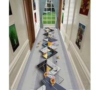 ANram Geometry Pattern Runner Rug - Anti-Slip, Washable Narrow Carpet for Stairs, Corridor, and Kitchen Areas,1m x 2m