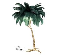 ANram Standing Bedside Lamps, Nordic Ostrich Feather Floor Lamp with 3 Color Light Switching, Gold Resin Light Body, Tall Pole Lamp Feather Lamps for Home Office Decor,Dark Green,150x90cm/59x35in