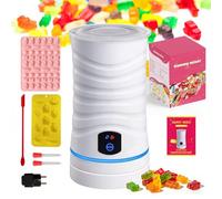 Anrede Gummy Candy Maker Machine, Easy to Use Candies Making Kit Oil Infused Mixer, Including 2 Silicone Molds, 2 Dropper, 1 Mixing Stick, Family DIY Edible Flavoured Gummies Jelly Pudding (White)