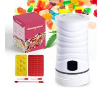 Anrede Gummy Candy Maker Machine, Easy to Use Oil Infused Candies Making Kit, Including 2 Silicone Molds, 2 Dropper, 1 Mixing Stick, Homemade DIY Edible Flavoured Gummies Jelly Pudding, White