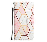 Anreixx Wallet Case Compatible with Nokia C2 2nd Edition, Marble Design PU Leather Case with ID & Credit Cards Slots Holder, Kickstand and Lanyard