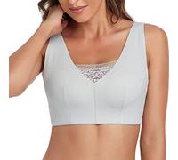 ANRIO Smooth Mastectomy Bras With Pocket Full Coverage Wireless Sleep Bralette Lingerie For Women Silicone Breast Prosthesis (Color : Grey, Size : M/Medium)