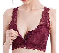 ANRIO Women Front Zipper Bras Mastectomy Special Bra Lingerie Full Coverage Post Surgery Lace Tank Bra With Pocket (Color : Purple, Size : M/Medium)