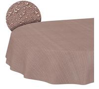 ANRO Cotton Polyester Fabric Tablecloth Washable Plain Ornament Damask Jacquard Fabric Washable Brown Oval 180 x 140 cm Cut Edge