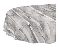 ANRO Oilcloth Tablecloth Oval with Edging - Wood Look Grey White - PVC Tablecloth Washable & Robust - Modern for Indoor & Outdoor Use 240 x 140 cm (Oval)