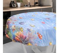 ANRO Oilcloth Tablecloth Washable 140 cm Round Cut Edge Aquarium