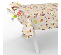 ANRO Oilcloth Tablecloth, Washable, Oilcloth, Garden Tablecloth, Outdoor, Indoor, 100 x 140 cm, Cut Edge, Dessert, Beige