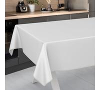 ANRO Oilcloth Tablecloth, Washable, Oilcloth, Garden Tablecloth, Outdoor, Indoor, 100 x 140 cm with Hem, White