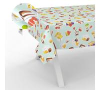 ANRO Oilcloth Tablecloth, Washable, Oilcloth, Garden Tablecloth, Outdoor, Indoor, 180 x 140 cm, Cut Edge, Dessert, Mint