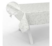 ANRO Oilcloth Tablecloth, Washable, Oilcloth, Garden Tablecloth, Outdoor, Indoor, 220 x 140 cm, Cut Edge, Leaves, Grey