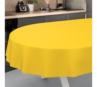 ANRO Oilcloth Tablecloth, Washable, Oilcloth, Garden Tablecloth, Outdoor, Indoor, Oval, 180 x 140 cm, Cut Edge, Yellow