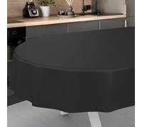 ANRO Oilcloth Tablecloth Washable Oilcloth Garden Tablecloth Outdoor Indoor Oval 200 x 140 cm Cut Edge Black