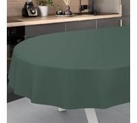 ANRO Oilcloth Tablecloth, Washable, Oilcloth, Garden Tablecloth, Outdoor, Indoor, Oval, 200 x 140 cm, Cut Edge, Fir Green