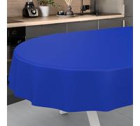 ANRO Oilcloth Tablecloth, Washable, Oilcloth, Garden Tablecloth, Outdoor, Indoor, Oval, 200 x 140 cm, Cut Edge, Blue