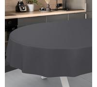 ANRO Oilcloth Tablecloth, Washable, Oilcloth, Garden Tablecloth, Outdoor, Indoor, Oval, 240 x 140 cm, Cut Edge, Anthracite