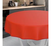 ANRO Oilcloth Tablecloth, Washable, Oilcloth, Garden Tablecloth, Outdoor, Indoor, Round, 120 cm with Hem, Red