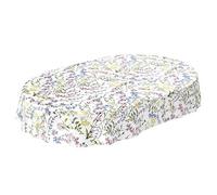 ANRO Oilcloth Tablecloth Washable Oilcloth Tablecloth Flower Motif White Oval 180 x 140 cm