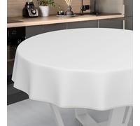 ANRO Oilcloth Tablecloth Washable Outdoor Indoor Round 100 cm with Hem White