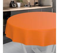 ANRO Oilcloth Tablecloth, Washable, Oilcloth, Garden Tablecloth, Outdoor, Indoor, Round, 120 cm, Cut Edge, Orange