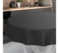 ANRO Oilcloth Tablecloth Washable Outdoor Indoor Round 140 cm Black